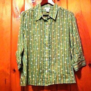 Breckenridge Woman Polka Dot/ Stripe Blouse Size 1X